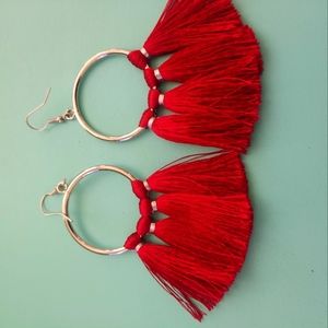 Trendy Red Tassel Earrings